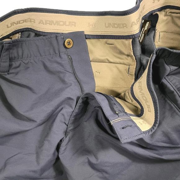 Under Armour Mens Match Play Golf Shorts Loose Fit Navy Blue Gripper Waist Sz 40 - Picture 8 of 10